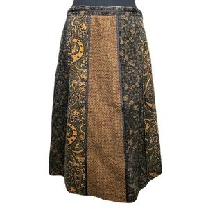 Vintage Y2K John Paul Richard Brown Corduroy Paisley Skirt Women's 10